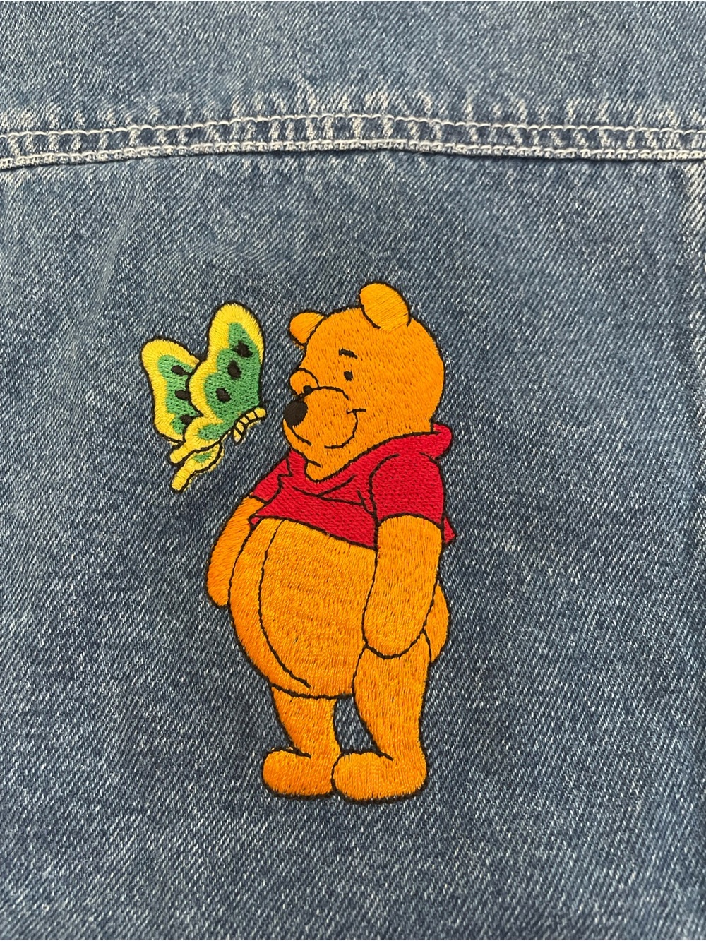 Vintage Denim Vest Colorful Winnie the Pooh Patch Embroidered Back Youth Large L